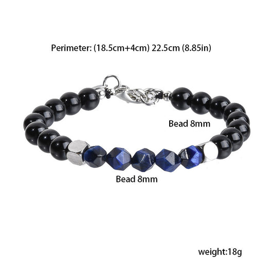 Metallic Wealth Increase Fortune European and American Men's Bracelet Agate Crystal Tiger's Eye Beaded Ornament