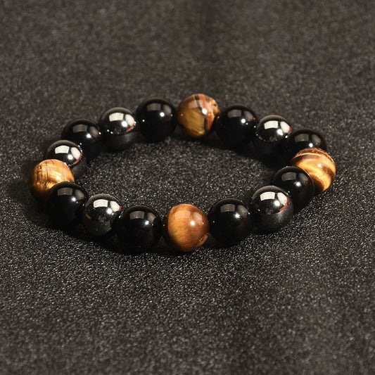 Earth attributes European and American men's tiger's eye bracelet hematite imitation obsidian bracelet jewelry